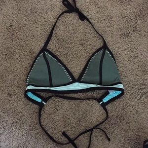 Green and black halter bikini
